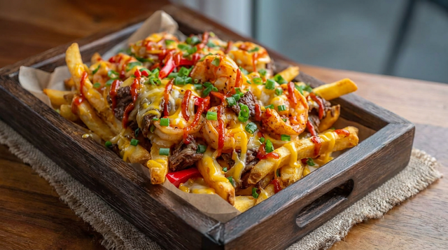 Grilled Shrimp Loaded Fries.