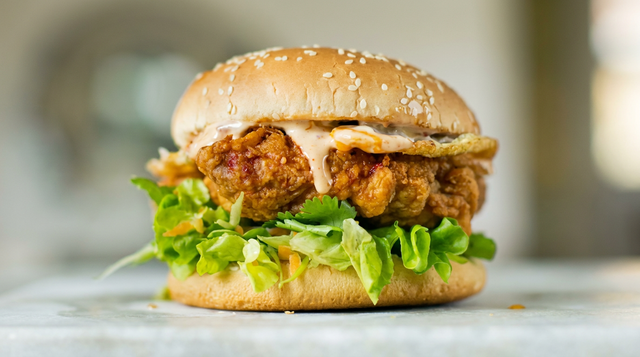 Homemade Crispy Chicken Burger.