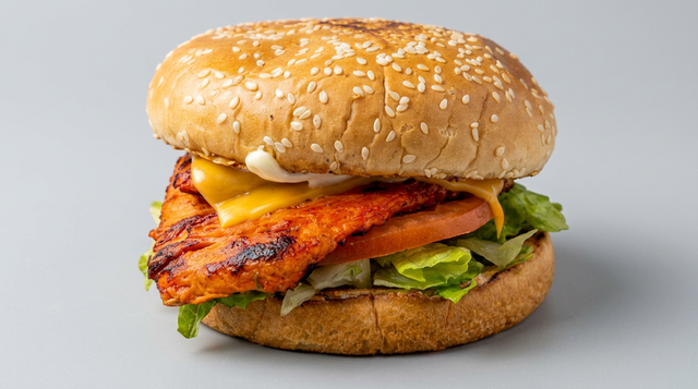 Homemade Grilled Chicken Burger.